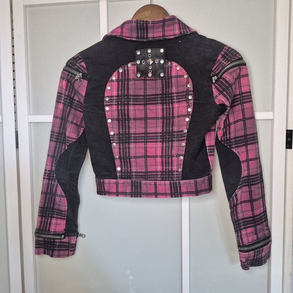 Lip Service Plaid Pink and Black Women's Jacket - Picture 11 of 15